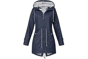 Onsoyours Veste de Pluie Femme Manteau Imperméable Poncho Pluie à Capuche Zippé Cape de Pluie Manches Longues Coup Vent Raincoat pour Voyage Camping Randonnée Vacance Unisexe