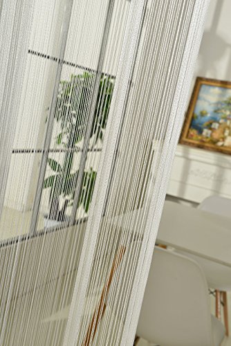 Fadengardine Fadenstore Vorhang mit Ösen Raumteiler 140 x 250 cm, Weiß - 4