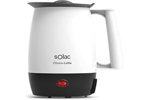 Solac Choco-Latte | Chauffe-lait 1L | 250W | Chocolat chaud et tous liquides | Filtre anti-crème | Revêtement antiadhésif | Facile à nettoyer | Design compact | Blanc