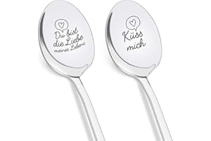 ‎TULOLVAE Tulolvae Valentinstag Jahrestag Geschenk für Ihn Sie, 2 Stück Kaffeelöffel mit Gravur - Du bist die Liebe meines Lebens - Geburtstag Weihnachten Hochzeitstag Geschenk für Frauen Männer Paar Partner