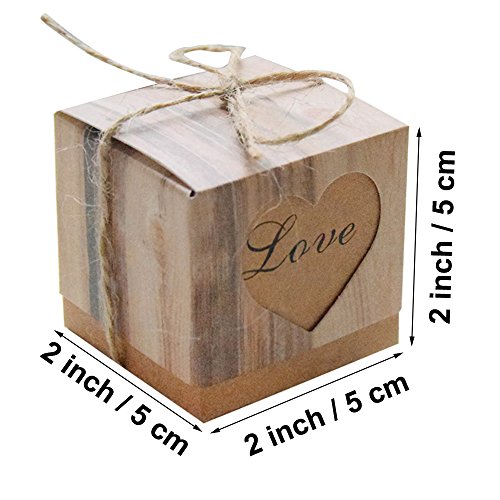 awtlife 50 Herz Love Rustikal für Boxen mit Vintage Bindfäden für Hochzeit Party Geburtstag Baby Dusche Decor - 3