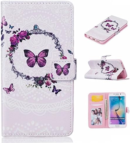 Samsung Galaxy S6 edge Case [with Free Screen Protector],Nanxi Colorful Nice Pattern PU Leather Wallet with Credit Card Holder Slots Smart Standing Style Ultra Thin Protective Case Cover Skin for Samsung Galaxy S6 edge