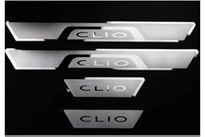 AMPTRV 4 Pezzi battitacco Auto per la Nuova Clio 2019-2020, Inossidabile Antiscivolo AntiGraffio Soglia della Porta calciere Protezioni del Pedale dello Car Styling Accessorio