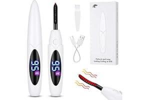 LOPHE Podgrzewana zalotka do rzęs, elektryczna szczoteczka do rzęs z 3 trybami temperatury, szybkie nagrzewanie 10 sekund, zapobiega oparzeniom, do wszystkich rzęs (#A-biała)