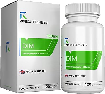 Rise Supplements Diindolylmethane DIM - 150mg per Capsule with Black Pepper Extract | ESTROGEN BALANCE & IMMUNE SYSTEM SUPPORT | 120 Vegetarian Capsules | Made in the UK In ISO Licensed Facilities | Money Back Guarantee (1 Bouteille - 120 Capsules)
