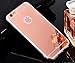 Produktbild Silicone Spiegel Hülle für iPhone 6 / iPhone 6S, Elegant Simple Hülle Case Schutzhülle Silikon TPU Ultra Dünn Slim Weich Etui Hüllen Tasche Spiegel Silikonhülle für iPhone 6 / iPhone 6S,Hancda Handyhülle Cover Transparent Soft Durchsichtig Bumper mit Spiegel Mirror Design Back Case Cool Schale Fall Handytasche für iPhone 6 / iPhone 6S - Rose Gold