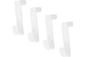 Tadpolez 4 Piezas Ganchos Sobre Puerta,Perchero De Puerta Trasera Colgadores De Puerta Ganchos Ganchos Cocina Metal Ganchos Colgador Puerta Para Puertas De Dormitorio, Cajones,Baño Y Cocina (White)