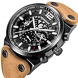 Herren Uhren Luxus Marke Wasserdicht Runde Sport Chronograph Analog Quarzuhr Mnner Klassisch militärische Outdoor lederarmbanduhr für männer