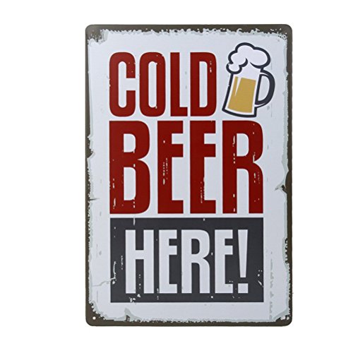 PIXNOR cerveza fría aquí pintura placa de metal Bar Pub casa decorac