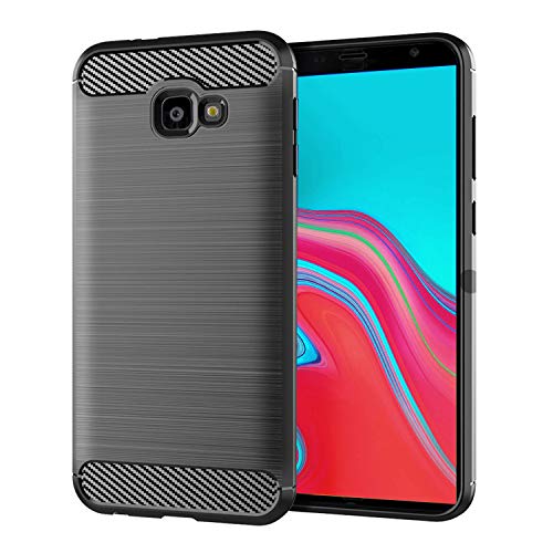 SCL Samsung Galaxy J4 Plus(2018) Case, Samsung Galaxy J4 Plus/J4 Prime/J4+ Case Exquisite Series-Carbon Fiber Design Protective Cover With Anti-Scratch And Shock-Absorption Technology-Gray