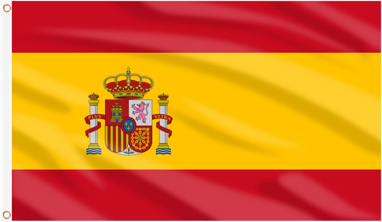 AhfuLife Bandera de España 90cm x 150cm, 1 Pieza Bandera Española con Agujeros de Latón en Ambos Lados, para Decoraciones de Fiestas, la Copa del Mundo, Día Nacional, Jardín, Calle