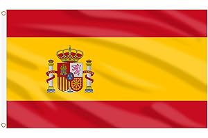 AhfuLife Spanien Flagge 150 x 90 cm, 1 Stück Spanische Fahne Leuchtenden Farben mit Messing-Ösen, Spanien Fahne für Eurovision 2025 Damen Fußball EM WM Euro Olympische Nationaltag Party Bar Deko