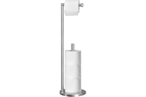 Topsky Free Standing Bathroom Toilet Paper Holder Stand for 3-4 Jumbo Rolls, Stainless Steel Rustproof Spare Tissue Paper Roll Dispenser Storage with Reserve Function (Silver)