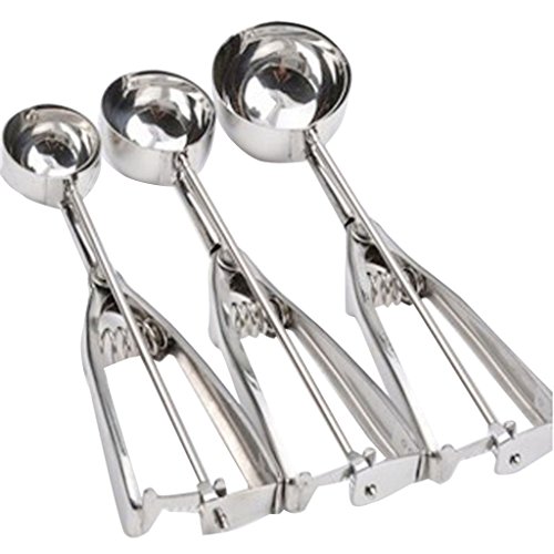 Ming Eisportionier-Löffel aus Edelstahl, für Café oder zu Hause (Packung mit 3 Stück, Durchmesser: 4 cm, 5 cm, 6 cm) - 2