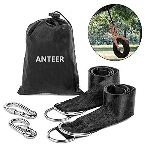 ANTEER Juego de correas colgantes Tree Swing 60 pulgadas correas extra largas con ganchos de seguridad Carabiner perfectos para columpios y hamacas, Heavy Duty tiene capacidad para 2000 lb para niños / niños pequeños (60)