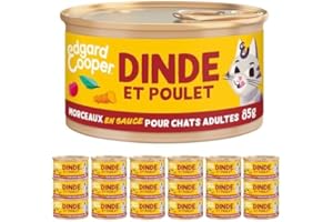 Edgard & Cooper Morceaux en Sauce pour Chat Adulte Stérilisé, Dinde Poulet 18 x 85g, Nourriture Humide Sans céréales, Pate Riche en protéines, Sans sucres ajoutés