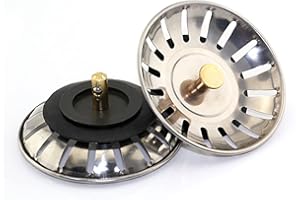 REQAG 1 Pièces Bouchon Evier Cuisine Inox - Filtre Evier Cuisine Universel (Dia: 80MM), Bonde Evier avec 20 Fentes, Grille Evier Cuisine Antiblocage, Panier pour Evier Inox Vidange Rapide