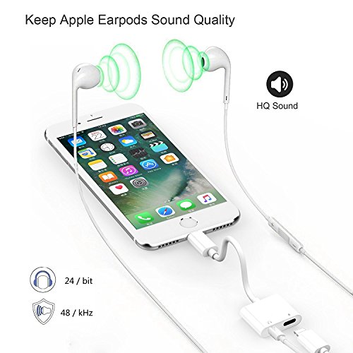 2 en 1 Lightning Jack Adaptateur de Prise Casque pour iPhone X iPhone8 8Plus iphone 7 7 Plus iPad iPod Lightning 3 5mm Aux Audio Adaptateur et C  Ble de   Adaptateur Splitter de   couteurs et Convertisseur de  Contr  le de la musique   Audio Prise en Charge d ios 10 3   11 Ou plus tard