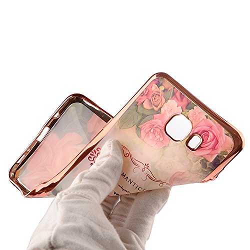 Galaxy A5 2017 Silikon Handy Hülle,Leeook Elegant Retro Floral Schön Vogel Rosa Blume Crystal Soft Clear Case Electroplate Plating Rose Gold Frame Scratch-Resistant Bumper Soft Rückseite Cover Tasche Ultradünne Galvanisiergeräte Weicher Gel TPU Tasche Schutzhülle Hülle Tasche für Samsung Galaxy A5 2017 + 1 x Schwarz Eingabestift-Bird Pink Flower - 5