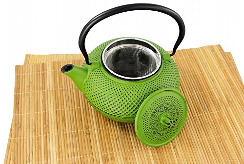 Teekanne 1,5 L Gusseisen + Teesieb Asia Style Kaffeekanne Grün - 3