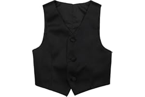 IEFIEL Enfant Garçons Gilet Veste A Paillettes Sequins sans Manches V-Col Vestons De Costume De Déguisement Cérémonie Mariage 2-16 Ans