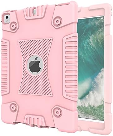 iPad 9.7 Inch Case Lightweight Shockproof Dropproof Soft Rugged Silicone Anti-Slip Defender Protective Case Cover for Apple iPad 5/ iPad 6/ iPad Pro 9.7/ 9.7 2017 Release (Pink)