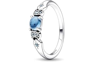 PANDORA Disney Anello con Aladin e Jasmine in argento Sterling con cristallo blu ghiaccio e cristallo blu chiaro di luna