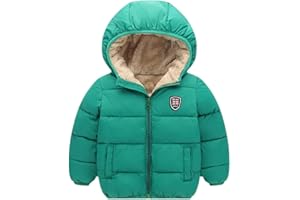 Miyanuby Toddler Baby Hooded Outerwear Jacket Boys Girls Thicken Warm Winter Coat 2-7 Years