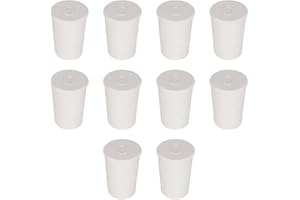 Labasics 10PK 0# Tapones de Goma Sólida - Tamaño:13mm Botella, 17mm Superior, 24mm Largo - Tapones de Goma Cónicos Blancos para Laboratorio
