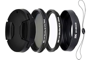 JJC 4 pièces Kit de Pare-Soleil pour Appareil Photo Numérique Canon Powershot G1X Mark III – Inclus Pare-Soleil en Métal, Filtres MCUV & CPL, Bouchon d'objectif avec Cordon
