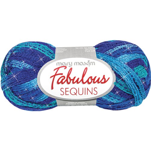 Mary Maxim Fabulous Sequins Yarn, Caribbean Tide