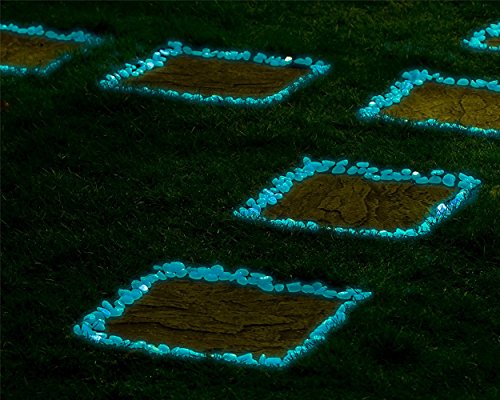 100 pcs Künstlich Hergestellte Glühen im dunklen Kiesel Leuchtsteine Nachtleuchtende Stein Leuchtkiesel Solarsteine für Aquarium/ Garten/ Rasen/ Terrasse Deko – Blau - 7