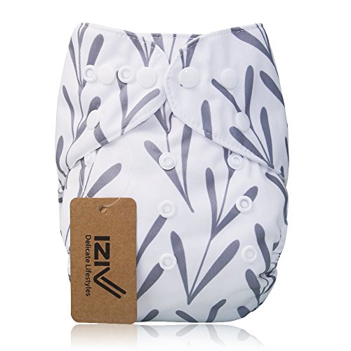 iZiv(TM) Newborn Nappy with 1 Thick Insert Infant Waterproof/Adjustable/Reusable/Washable Pocket Cloth Nappy Fit Babies 0-3 Years(Grass)