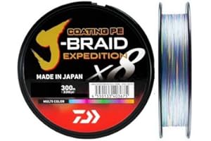 DAIWA J-Braid Expedition X8E, 0,32mm, 31,0kg/68,4lbs, 300m, Multi-Color, Sedal Trenzado, Hilo de Pescar, 12552-132