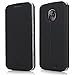 Produktbild DDJ Moto X4 Hülle,Leder Tasche Flip klappbares Case Cover Standfunktion Kartenfach Magnetverschluß Card Holder kristallklarer TPU Stoßstange Wallet Schutzhülle Handyhülle für Moto X4 (Schwarz)