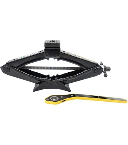 Compatible avec BMW Cric à pantographe avec tige pivotante Click pour levage pneus de voiture avec poignée et base en acier universel jusqu'à 2 tonnes