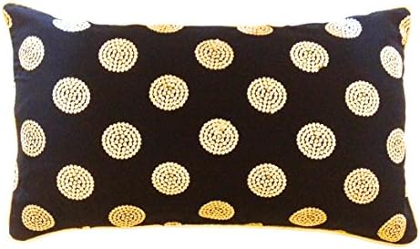 The Indian Promenade TIP Black with Sequins Work Cushion Cover(Long)