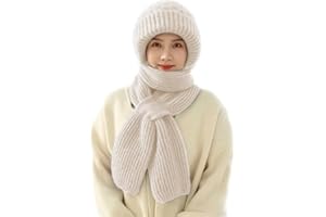 Urijk Bonnet Coupe-Vent avec Protection auditive intégrée écharpe Chaude 2 en 1 Bonnet Tricoté épais Bonnet d'hiver Bonnet tricoté élastique Chaud pour Femme écharpe de Masque 2 en 1