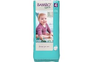 Bambo Nature Pieluchy ekologiczne premium, przyjazne dla środowiska trwałe pieluchy, zwiększona ochrona przed wyciekiem, bezpieczne i wygodne pieluchy dla niemowląt, bezpieczne i wygodne - pieluchy w rozmiarze 4 (7-14 kg), Maxi, 48PK