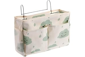 DULAU 1 Piece Bed Pocket Bedside Hanging Storage Basket Multifunction Organizer Holder Large Capacity Hanging Bedside Pocket, for Magazines, Remote Controls, Books, Newspapers, Mobile Phones, Water Bottles