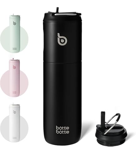 Thermosfles Houdt Koud 48 Uur Geïsoleerde Waterfles 32 Oz - Houdt Koud 48 Uur, Warm 24 Uur, Roestvrij Staal, Met Rietje En Draagriem | Sportfles Voor Koud En Warm Drinken Dubbelwandige Vacuüm Isolatie