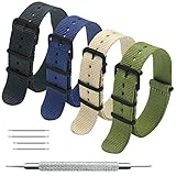 Uhrenarmband Packung mit 4 Nato Strap 16mm 18mm 20mm 22mm 24mm Ballistic Nylon Uhr Armband Zulu Uhrband mit Schwarz Edelstahl Schnalle