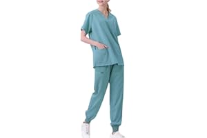 HAOLEI Divisa Sanitaria Donna Set Divisa Sanitaria Donna in Cotone sanforizzato Bella Divisa Sanitaria Elastica Divise Ospedaliere OSS Divisa Infermiere Donna - Top Moderno Scollo V & Pantaloni Divise