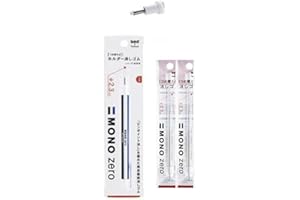 Tombow Mono Zero - Gomma di precisione a penna con punta tonda, 2 ricariche incluse, colore bianco