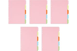 Neikafan 25 Hojas Separadores A5 Separadores Archivador 6 Anillas Color Horizontales Separadores para Archivadores Pestañas de Índice para Carpetas de Anillas Notebook,5 Colores(21 * 15,2cm)