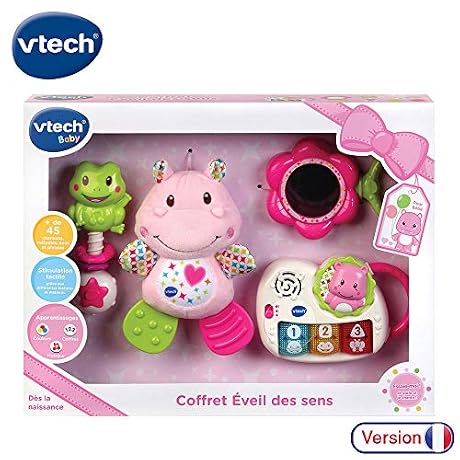 VTech Coffret naissance Eveil des sens Cadeau de naissance avec premiers jouets de Bb rose 80