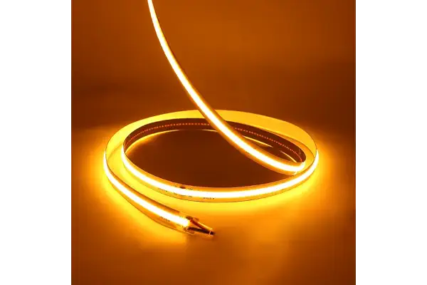 HEGEHE Tira de LED COB de 12V con Interruptor Alimentación, Luz Flexible de 320 LED/m, Cinta Autoadhesiva Luz para la decoración del Retroiluminación de TV del Armario (2m, Amarillo Dorado)
