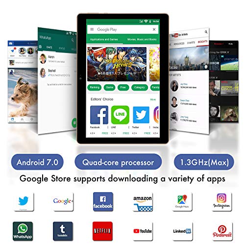 Tablet 10 Pulgadas BEISTA-(2GB RAM,16GB ROM,WiFi,Quad-Core,Android 7.0,HD IPS 800x1280,Doble Cámara,Doble Sim,GPS) (Black)