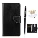 Produktbild LG Stylus 2 Hülle, LG Stylus 2 Schutzhülle Leder Hülle, Alfort 3 in 1 Flip Wallet Fashion Design Dual Use Falten Premium PU Leder Tasche Case Cover Folio Mappen Kasten Abdeckung für LG Stylus 2 5.7" Smartphone Funktion Unterstützte Telefone ( Schwarz ) + Netter Staub Stecker + Alfort Schwarz Stylus Pen