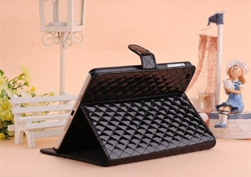 iMemoryshop Designer Style Mini iPad /Mini iPad 2 Quilted Patent Faux Leather Pastel Flip Stand Case Cover - Black